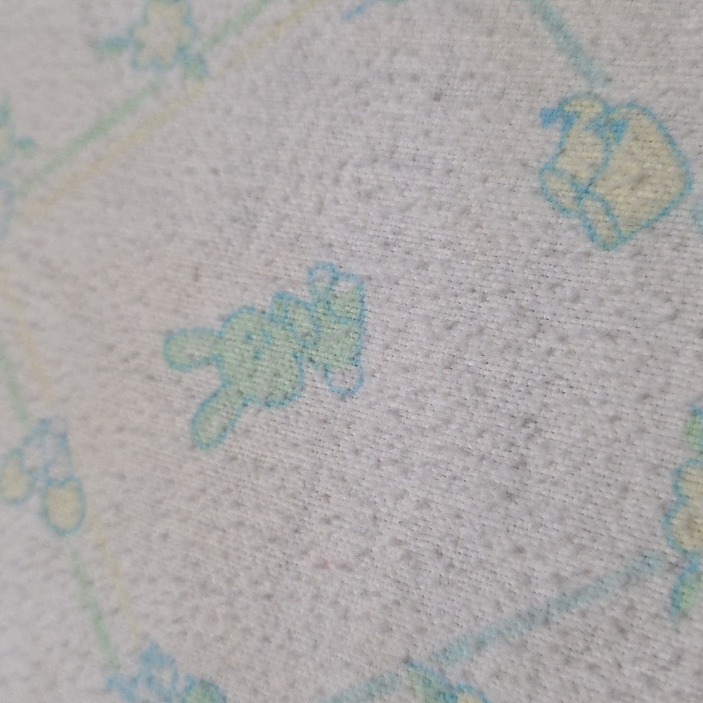 Flannel Cream and Blue Receiving Baby Blanket, 28x32, Preloved - Picture 15 of 16